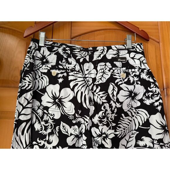 LAUREN RALPH LAUREN Women Black White Floral Cotton Cropped Pants SZ 10 - Picture 6 of 10
